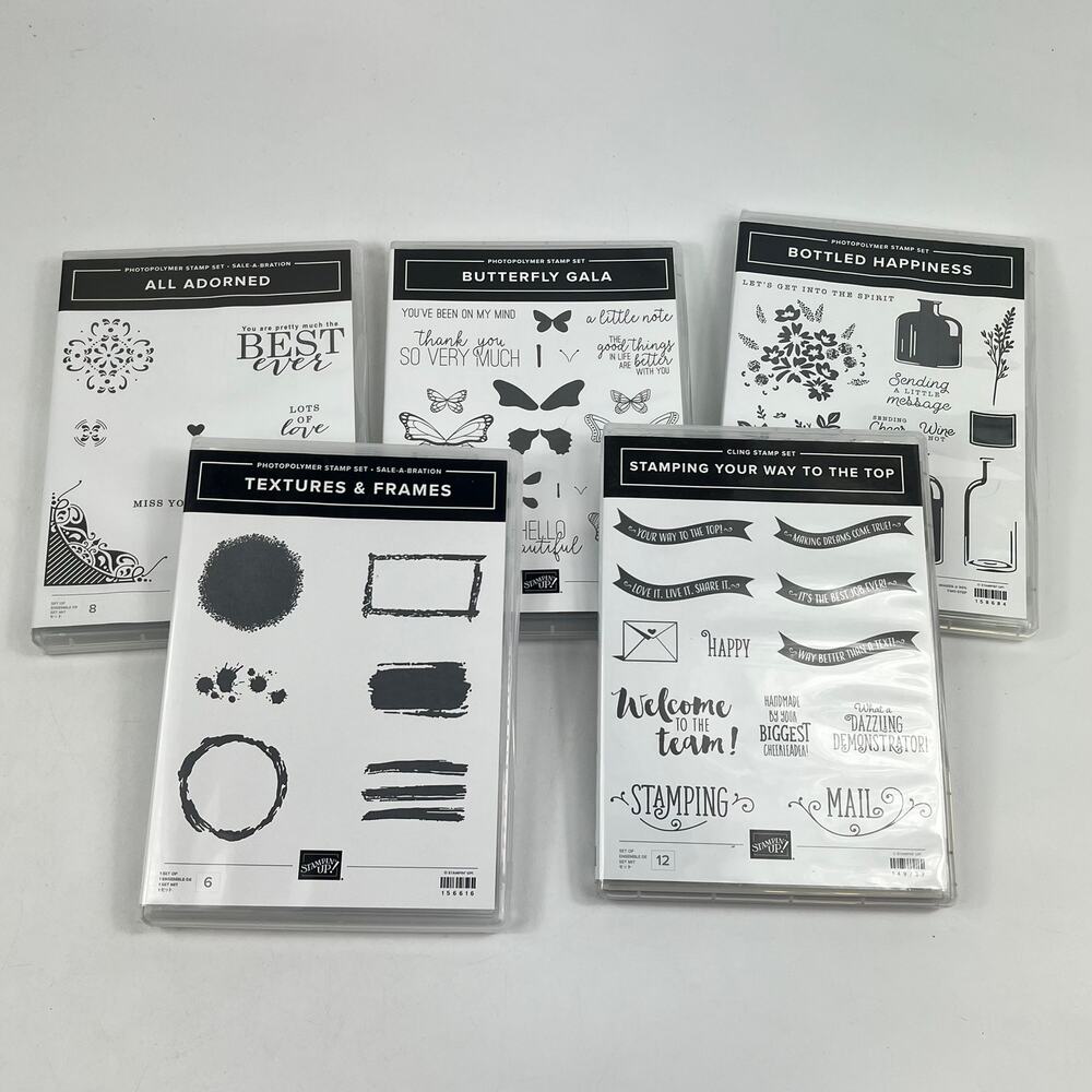 Stampin Up All Adorned Butterfly Gala Bottled Happiness Frames Photopolymer Lot